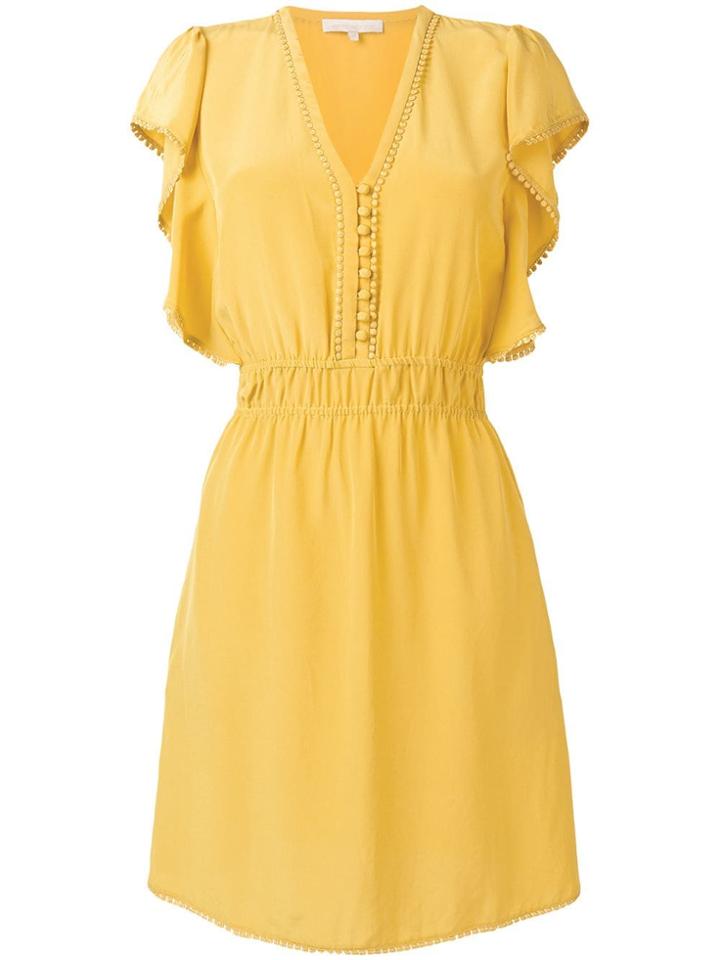 Vanessa Bruno V-neck Ruffle Trim Dress - Yellow