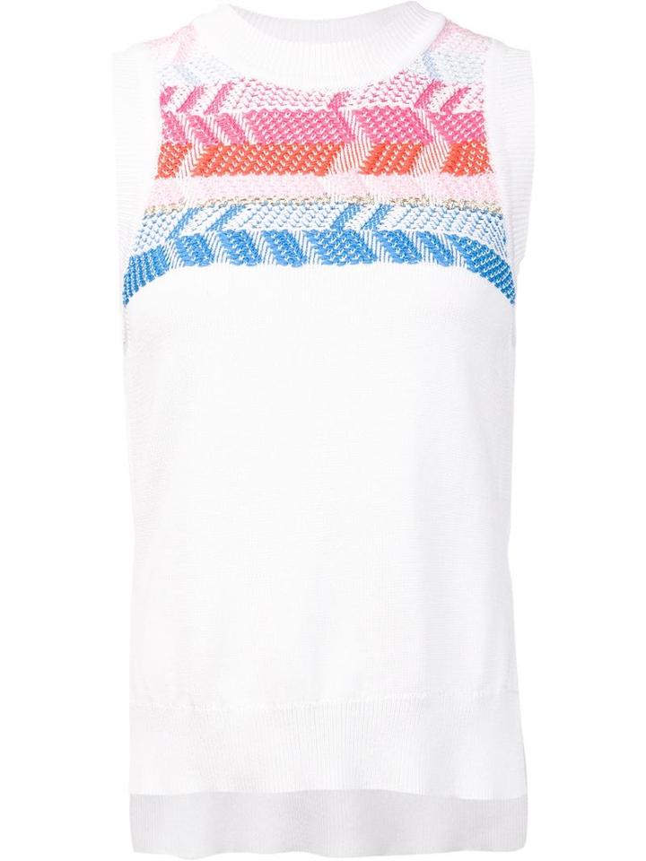 Peter Pilotto Geometric Knitted Sleeveless Top, Women's, Size: Small, White, Cotton