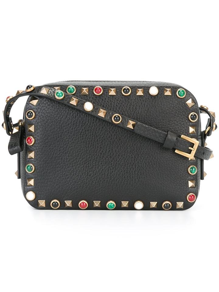 Valentino 'rockstud Rolling' Shoulder Bag, Women's, Black, Calf Leather/metal