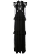 Vera Wang Lace Flared Frill-trim Dress - Black