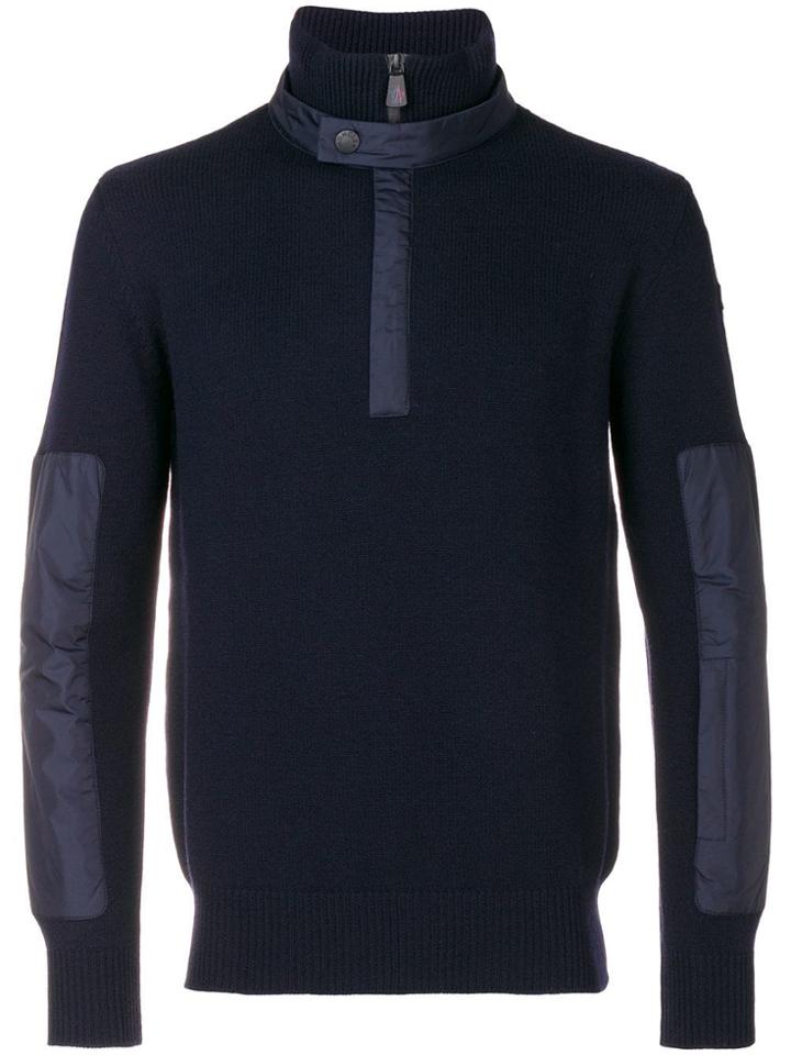 Moncler Grenoble Zipped Neck Jumper - Blue