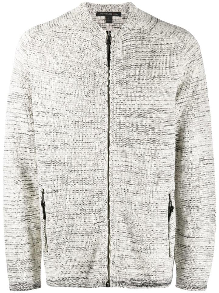John Varvatos Zipped Fitted Cardigan - Neutrals