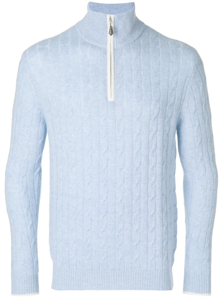 N.peal Cable Half Zip Sweater - Blue