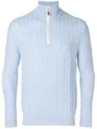 N.peal Cable Half Zip Sweater - Blue