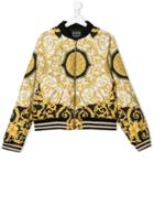 Young Versace Baroque-print Bomber Jacket - Yellow