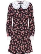 Miu Miu Lace Collar Floral Dress - Black