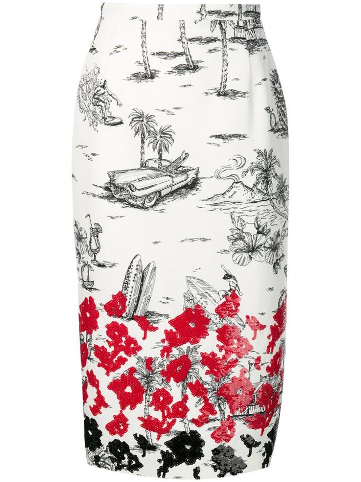 No21 Sequin Embellished Pencil Skirt - White