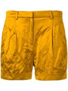 Philosophy Di Lorenzo Serafini Creased Satin Shorts - Yellow