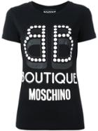 Boutique Moschino Logo Print T-shirt, Women's, Size: 44, Black, Cotton
