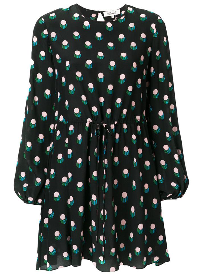 Dvf Diane Von Furstenberg Tie Waist Polka Dot Dress - Black