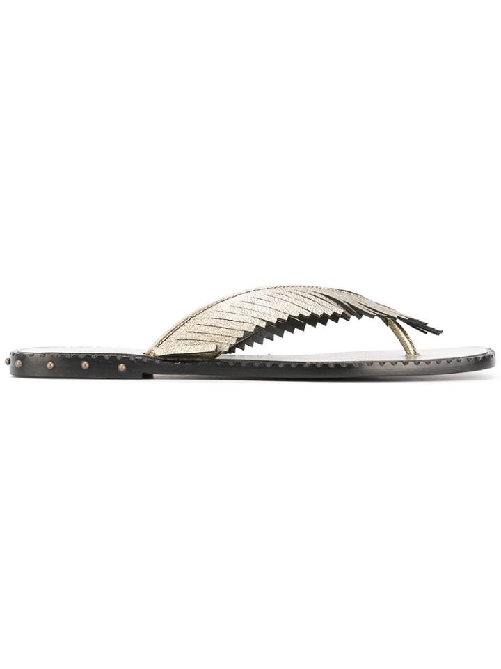 Tomas Maier Fringed Flip Flops - Metallic
