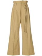 Ujoh Paper Bag Waist Wide Leg Trousers - Neutrals