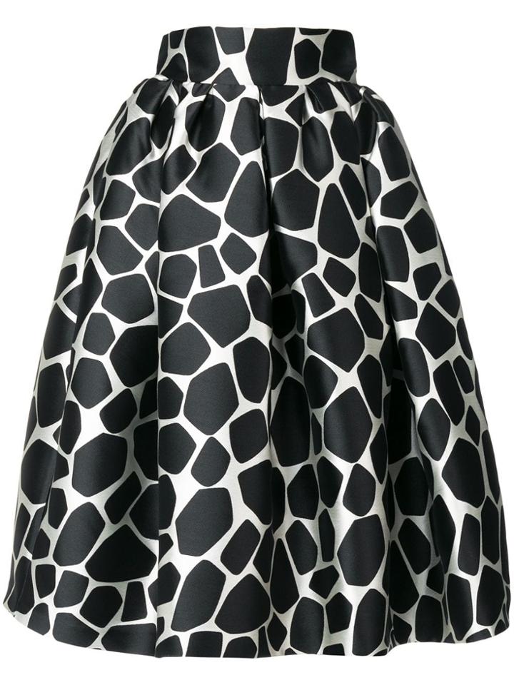 Sara Battaglia Giraffe Print Skirt - Black