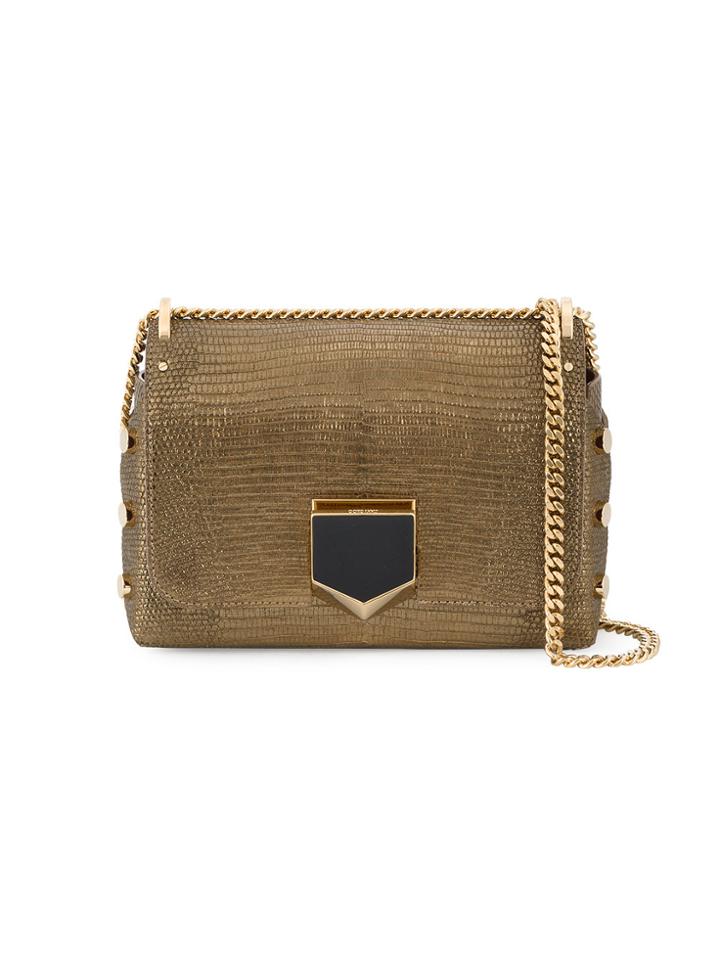 Jimmy Choo Gold Lizard Petite Lockett Shoulder Bag - Metallic