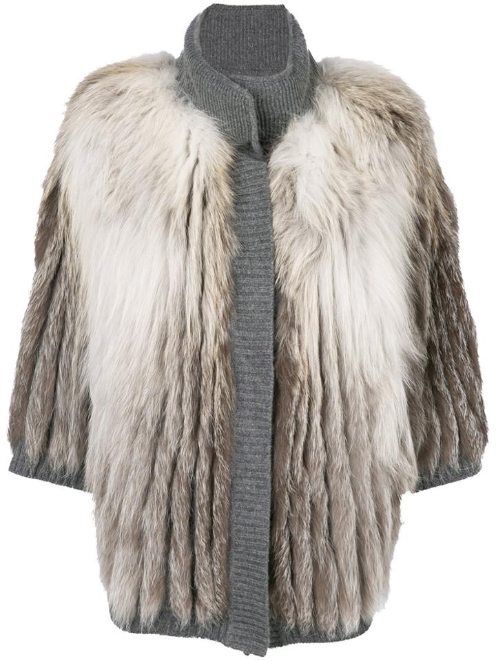 Liska Fox Fur Jacket - Grey
