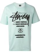 Stussy Logo Print T-shirt, Men's, Size: L, Blue, Cotton