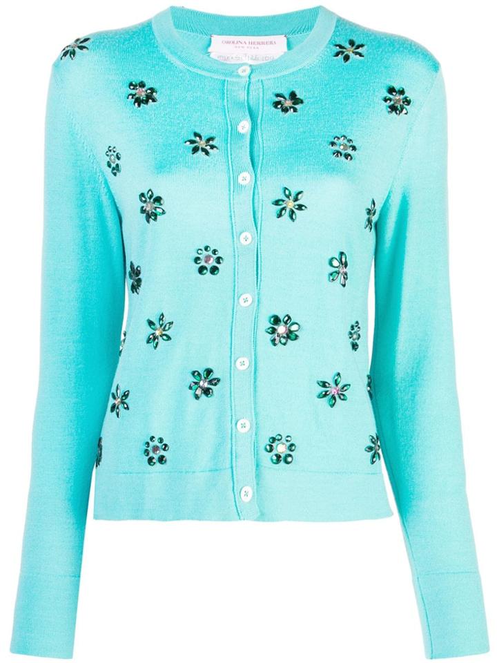 Carolina Herrera Embellished Cardigan - Blue
