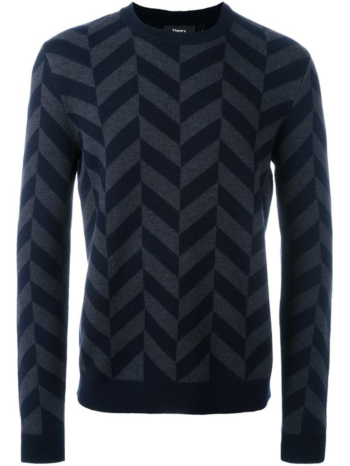 Theory Chevron Effect Jumper, Men's, Size: Xl, Blue, Merino