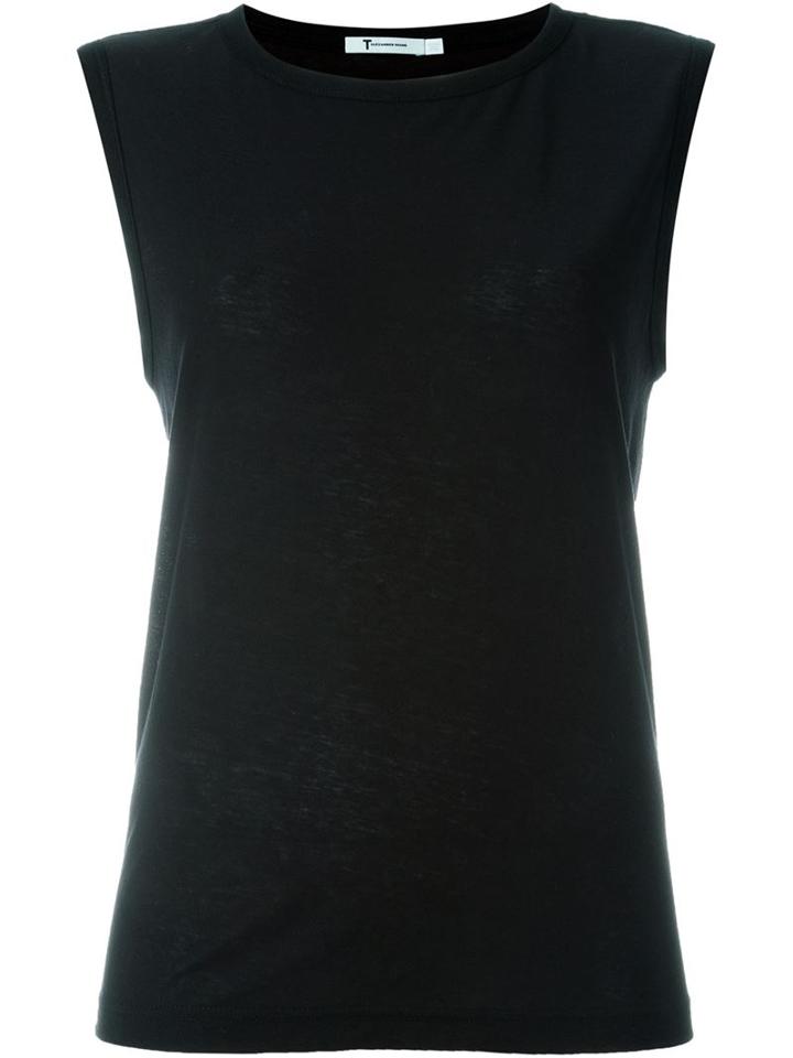 T By Alexander Wang Round Neck Tank Top, Women's, Size: Xs, Black, Cotton/polyester