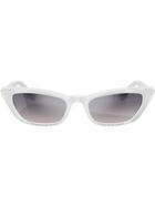 Miu Miu Eyewear Embellished Cat Eye Sunglasses - White