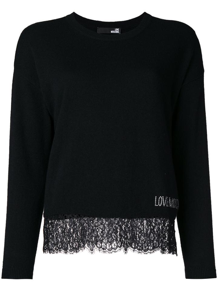 Love Moschino Lace Hem Jumper - Black