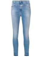 Closed Double Waistband Faded Skinny Jeans - Blue