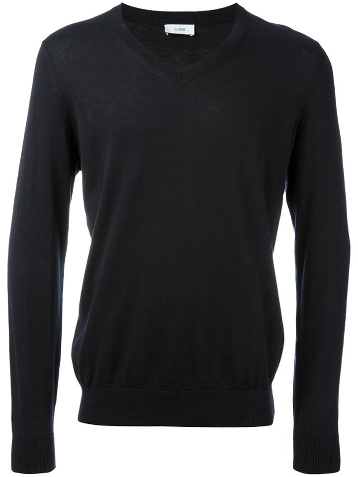 Closed V Neck Sweatshirt - Blue