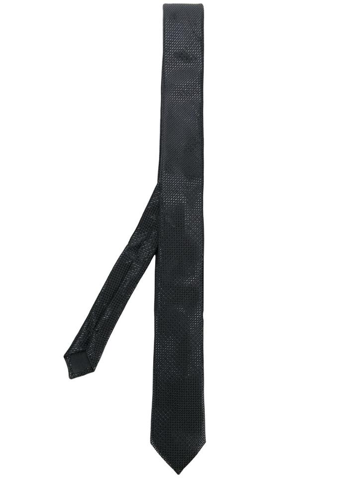 Saint Laurent Woven Stitching Jacquard Tie - Black