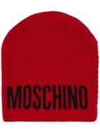 Moschino Logo Intarsia Beanie - Red