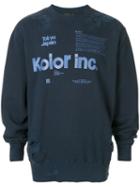 Kolor Logo Distressed Sweatshirt - Blue