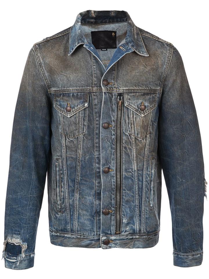 R13 Zipped Detail Denim Jacket - Blue