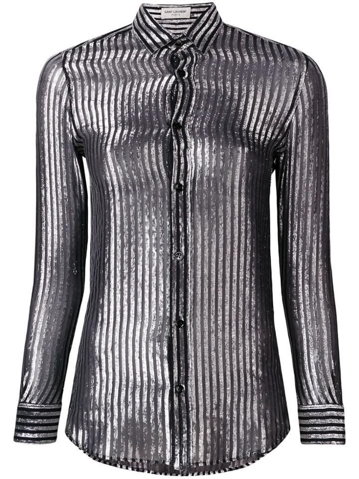 Saint Laurent Semi-sheer Striped Shirt - Metallic