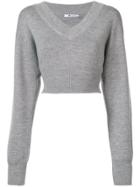 T By Alexander Wang Cropped Knit Sweater - Grey