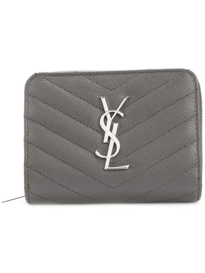 Saint Laurent Zip Around Purse - Grey