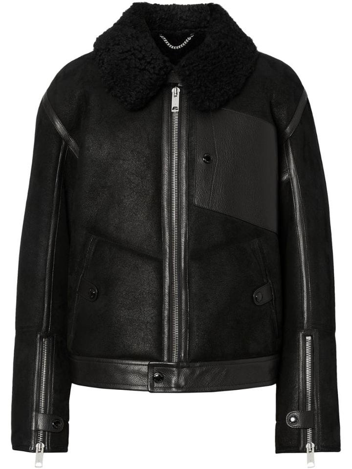 Burberry Shearling And Leather Jacket - Black