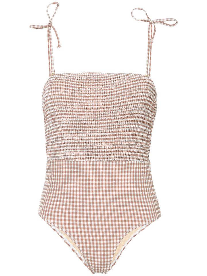 Peony Almond Smocked One-piece - Brown