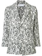 Victor Alfaro Zebra Print Jacket, Women's, Size: 4, White, Cotton/polyester/wool