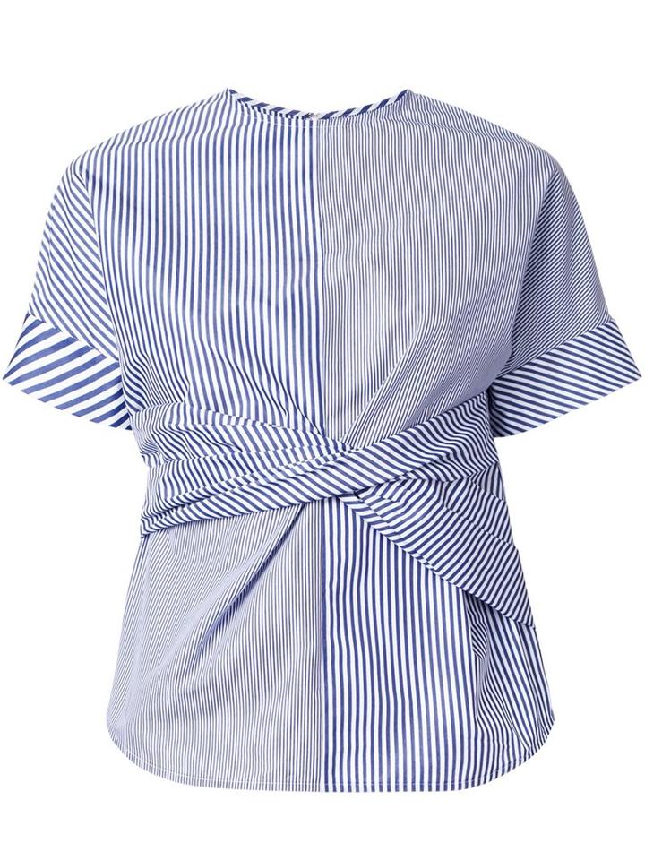 Le Ciel Bleu Striped Twist T-shirt, Women's, Size: 36, Blue, Cotton/nylon