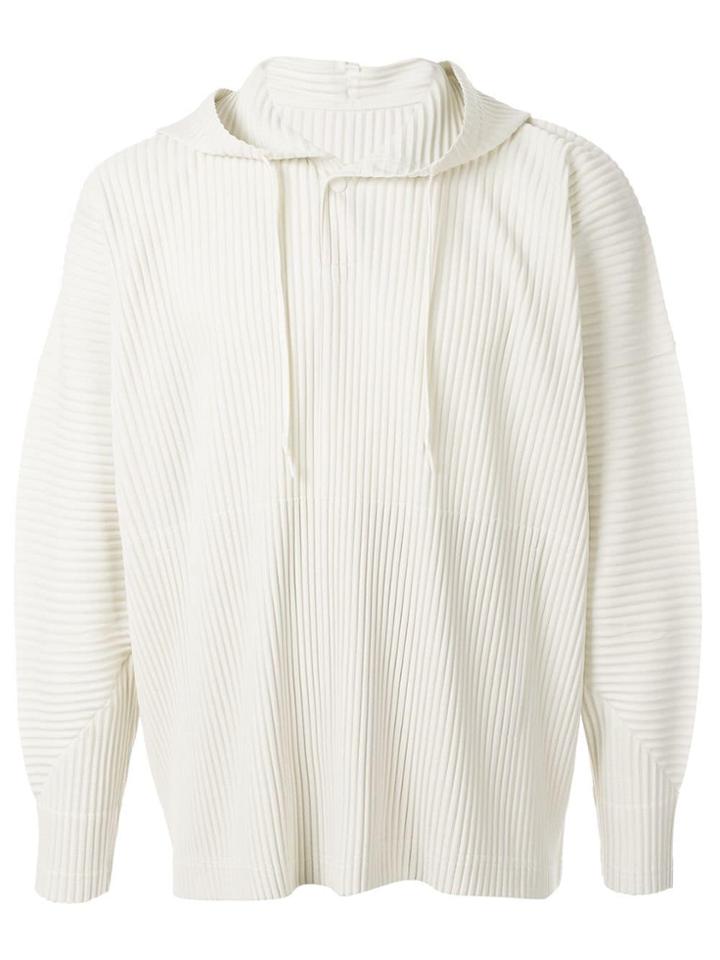 Homme Plissé Issey Miyake Ribbed Hoodie - White