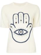 Onefifteen Hamsa Embellished Knitted Top - White