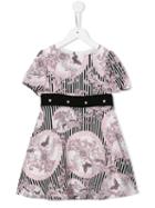 Young Versace Striped Butterfly Print Dress, Girl's, Size: 6 Yrs, Pink/purple
