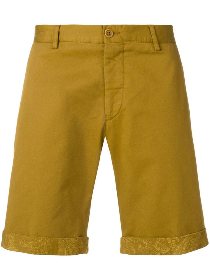Etro Paisley Hem Chino Shorts - Yellow
