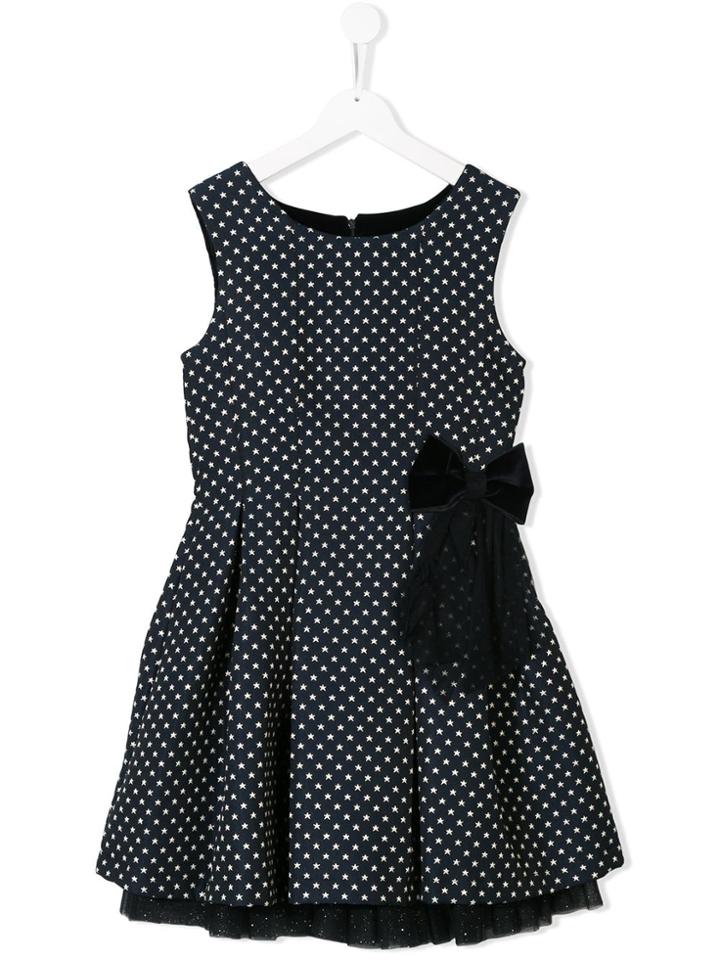 Lapin House Teen Bow Detail Star Print Dress - Blue