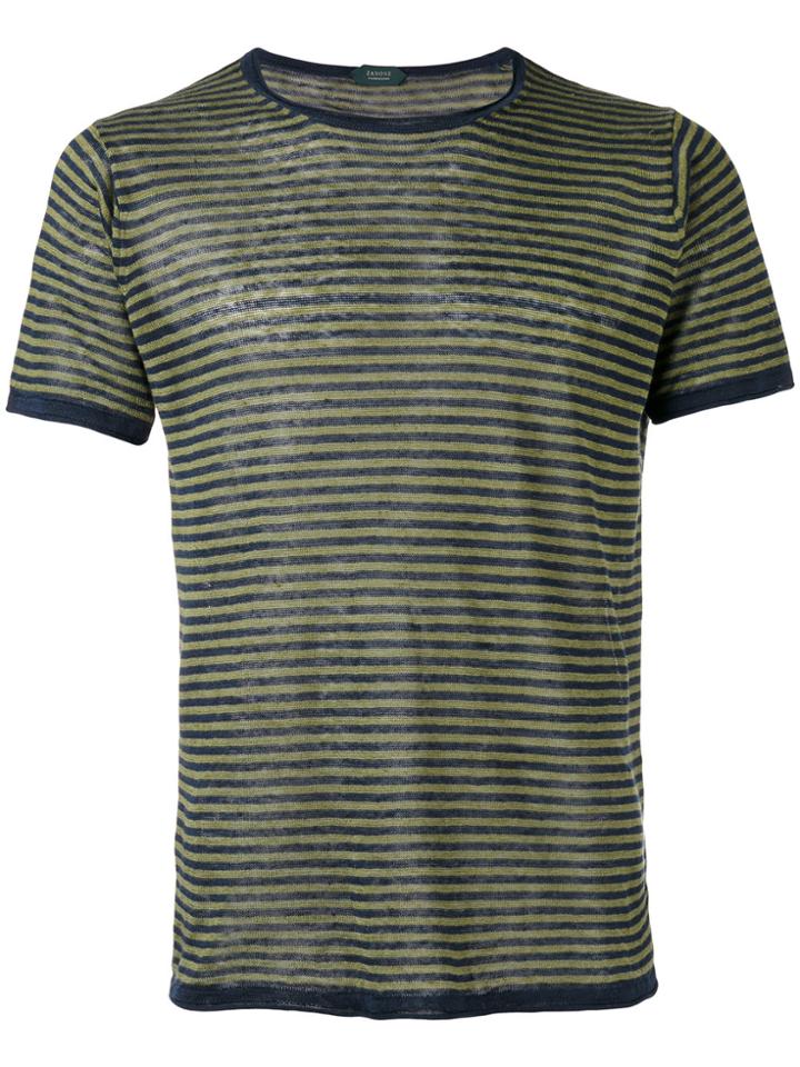 Zanone Striped Knit T-shirt - Green