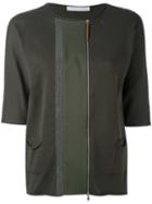 Fabiana Filippi - Cropped Sleeve Soft Jacket - Women - Silk/cotton/spandex/elastane - 44, Green, Silk/cotton/spandex/elastane