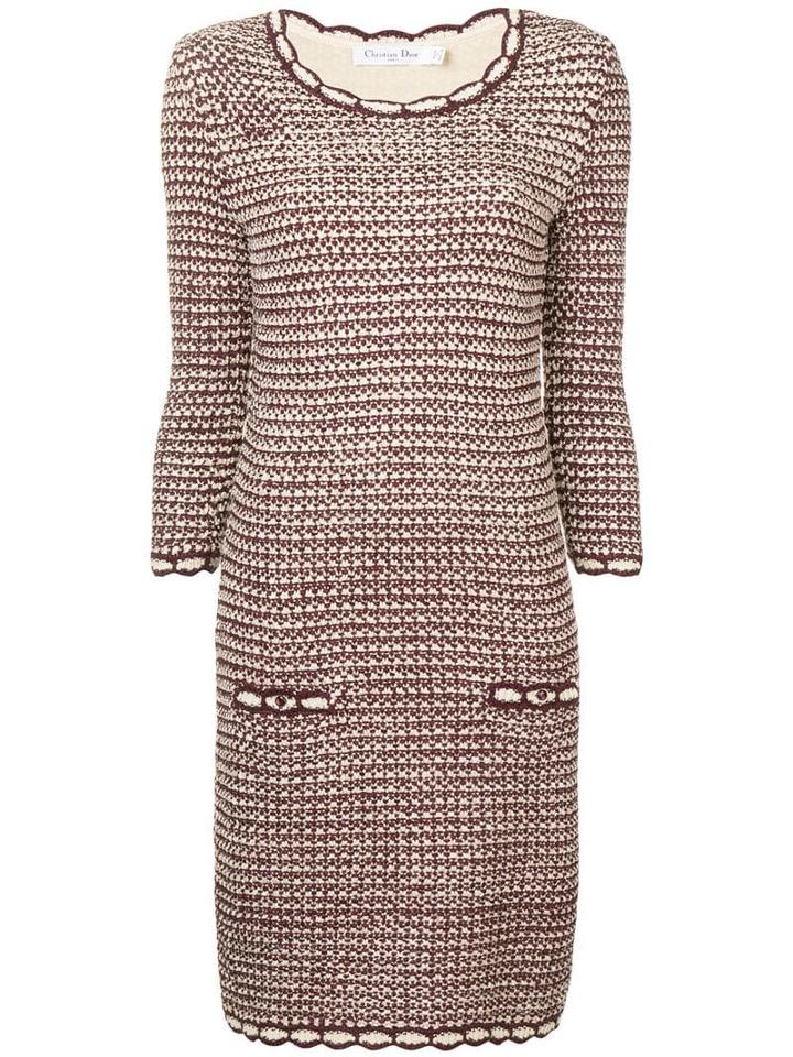 Christian Dior Pre-owned Long Sleeved Round Neck Dress - Red