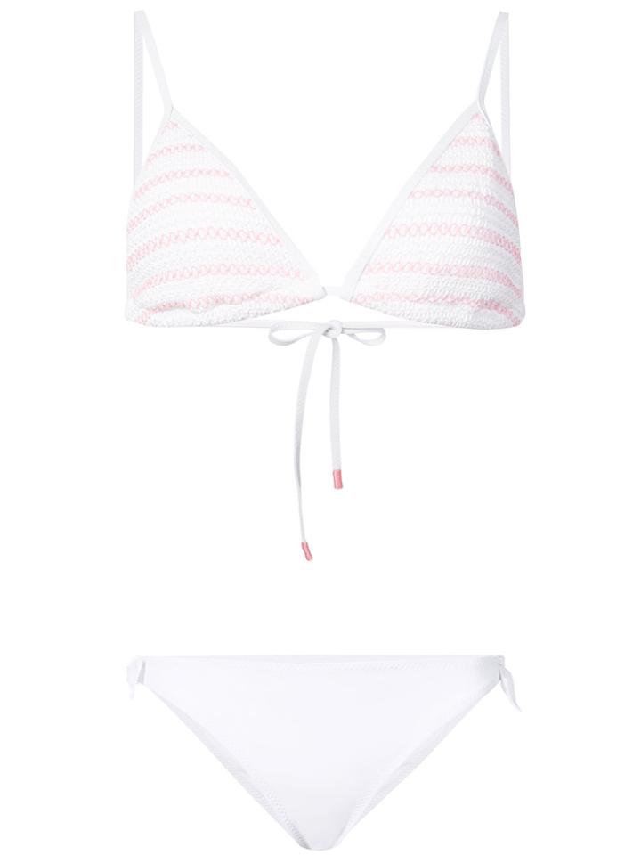 Kisuii Stitch Detail Triangle Bikini - White