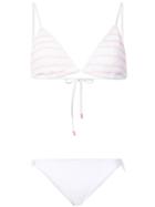 Kisuii Stitch Detail Triangle Bikini - White