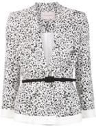 Carolina Herrera Dots Print Peplum Jacket, Women's, Size: 2, White, Cotton/viscose
