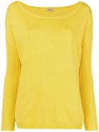 Liu Jo Ribbed Sleeve Bateau Sweater - Yellow & Orange